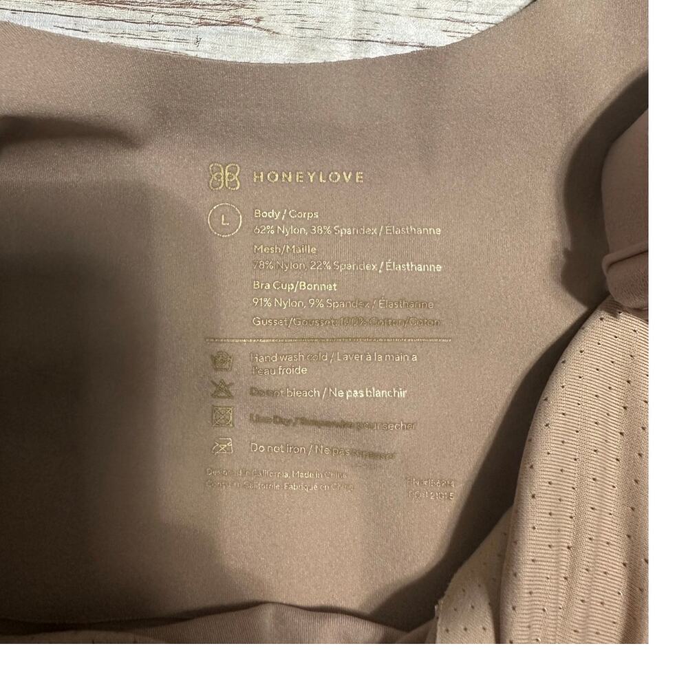 Honeylove Tank Bodysuit Size Large Sand Cami Bra Neutral Adjustable Straps - Picture 3 of 4